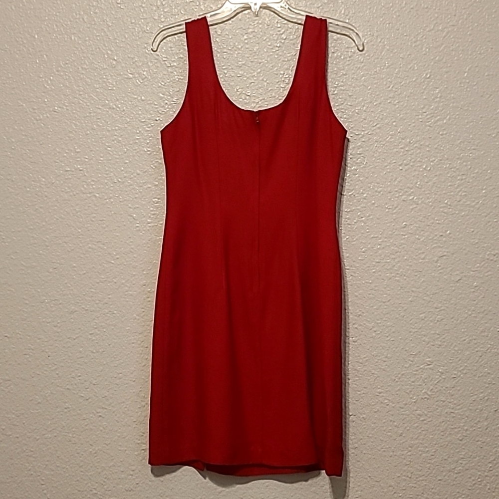 Vintage Womans Red CDC Sleeveless Dress with Long Sleeve Jacket Size 8 - Picture 4 of 10